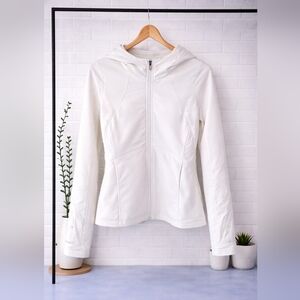 NWOT Lululemon Push Your Pace White Hooded Jacket Running Wind Puffer 10 Med